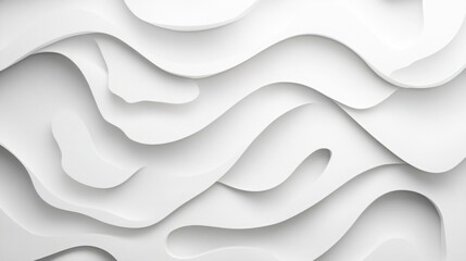 Fototapeta premium Layered paper cut-out style background with flowing organic shapes in monochrome white