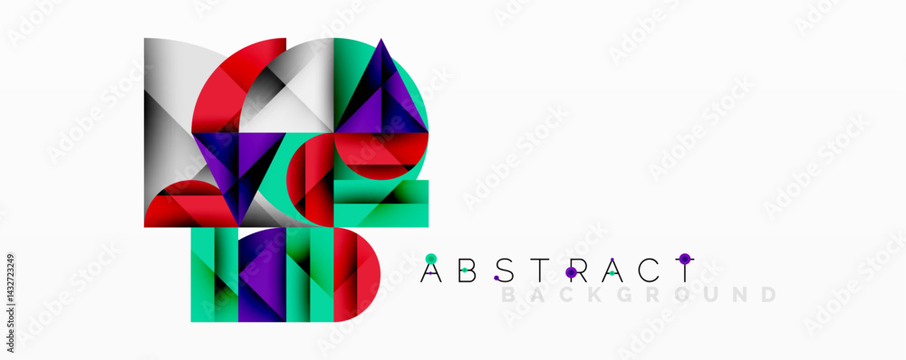 Leinwandbilder Geometric shapes overlap, creating vibrant colorful design. Modern abstract background with layered elements.