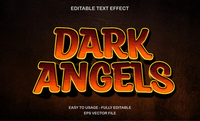 Editable 3D Bold Dark Angels Text Effect - Editable Title Movie Text Style Vector Design