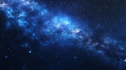 Fototapeta premium Celestial Nebula: A Serene Blue Cosmic Landscape