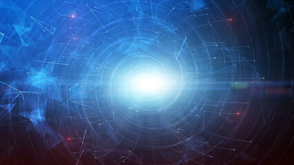 Artificial intelligence cyberspace lines and lights background illustration.