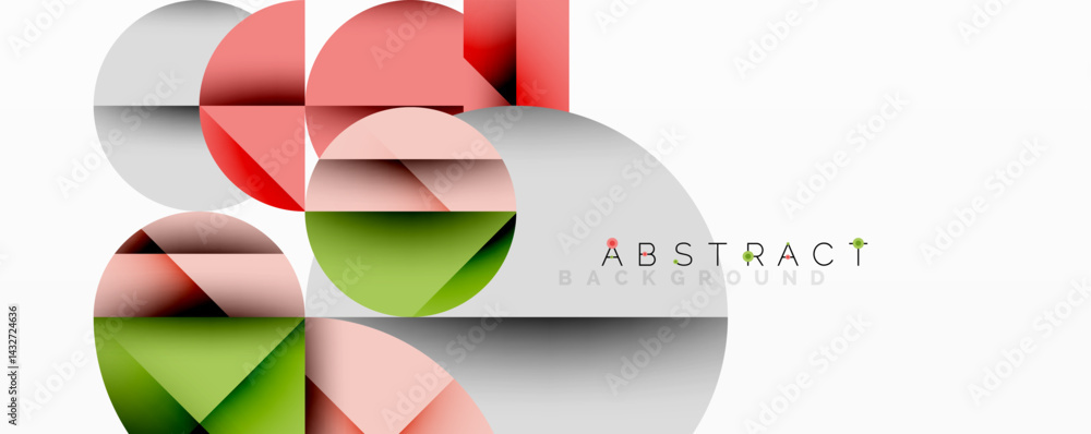 Poster Abstract geometric composition. Overlapping circles create modern design. Soft colors, gradients, minimalist style. Clean background.