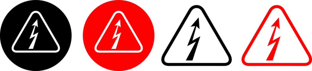 High voltage sign. Alert, danger, warning, notice, attention, caution sticker for high voltage. Vector illustration