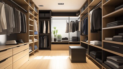 A elegant and feminine walk-in closet.	