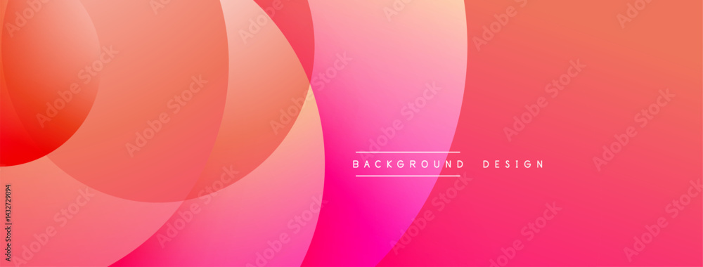 Poster Abstract gradient background. Overlapping circles create soft, flowing visual effect. Pink, orange hues dominate composition. Simple design.