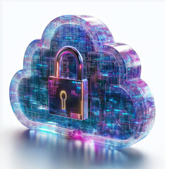 SASE. Secure Access Service Edge data encryption infrastructure. Network protection zero trust. Cloud security. Edge computing. Stylized zero trust model with cloud lock and network design