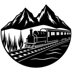 Silhouette of a long train stretching across the horizon 