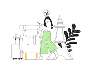 Holiday travel travel characters internet background vector hand drawn illustration
