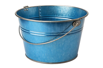blue metal bucket isolated on white background PNG. GENERATIVE AI
