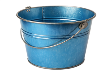 blue metal bucket isolated on white background PNG. GENERATIVE AI