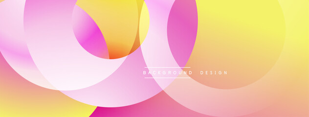 Abstract colorful overlapping circles create vibrant gradient background. Soft hues blend, forming modern design element.