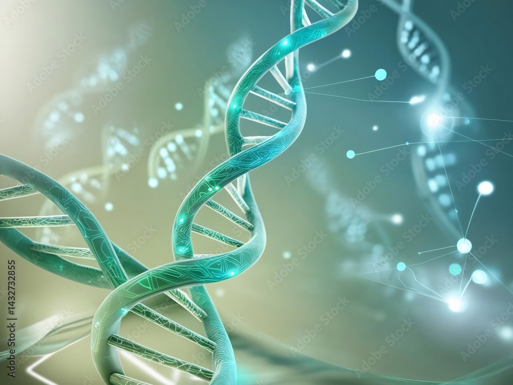 Poster dna double helix structure with connected nodes
