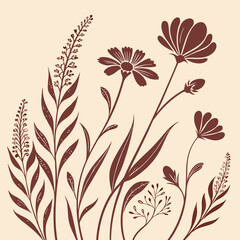 Cute Seamless Textile Pattern with Stylized Flowers