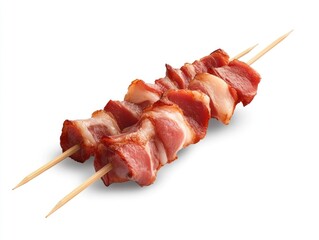 Bacon Skewers on White Background