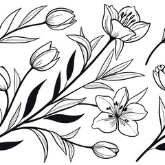 Seamless Pen and Ink Floral Sketch Pattern
