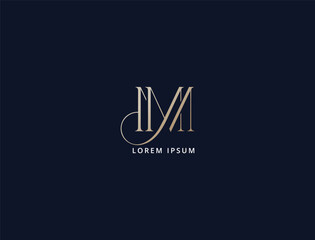 Unique m luxury minimalist lettering typo, royal m brand logo design