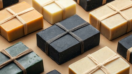 Handmade zero-waste soap bars with compostable packaging