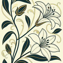 Seamless Circular Autumn-Themed Floral Pattern