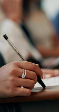 CV, waiting room and hand of person at interview for resume application, documents and hiring checklist. Paperwork, meeting and survey with closeup of employee in lobby for job search and vacancy