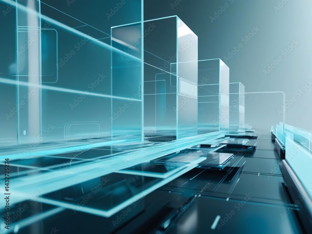 Poster abstract digital network data flow with bars on circuit board