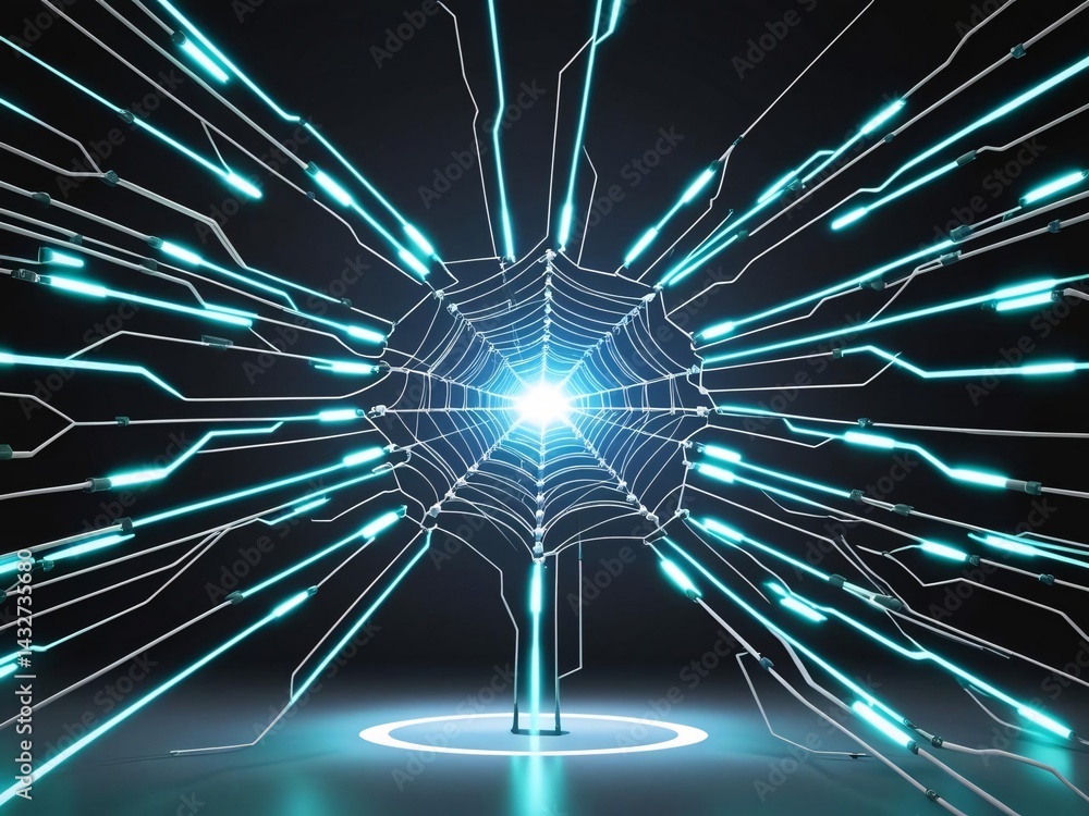 Poster electric web pulsating with luminescence a radiant synapse connecting modern tech