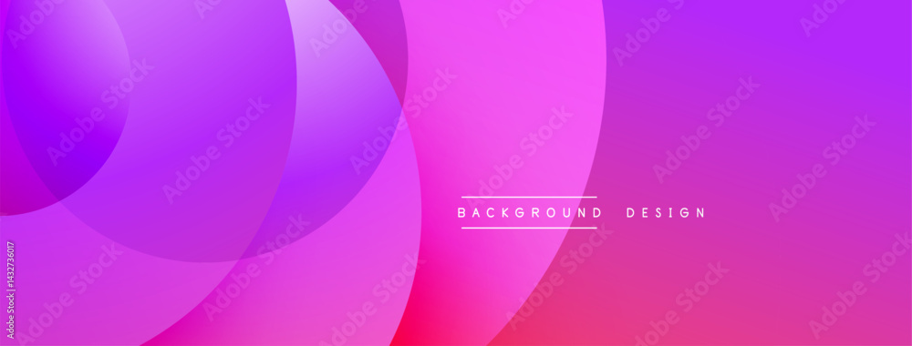 Poster Abstract vibrant background. Overlapping circles create smooth color gradients, pinks, purples dominate design. Modern aesthetic.