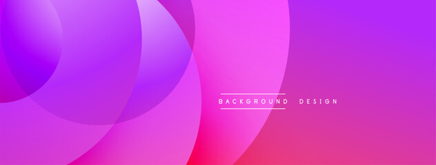 Abstract vibrant background. Overlapping circles create smooth color gradients, pinks, purples dominate design. Modern aesthetic.