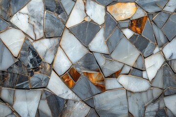 Intricate mosaic design of various stone fragments.