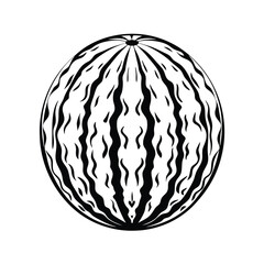 Watermelon Shape with Black Stripes, Isolated on White Background, Fruit Still Life