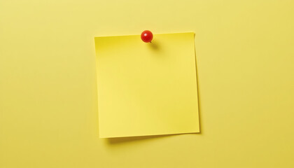Yellow Sticky Post-It Note with Red Pushpin Isolated PNG