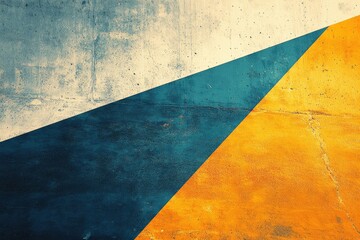 Abstract geometric background with textured concrete in shades of blue, yellow, and off-white.