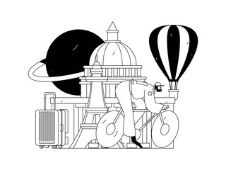 Holiday travel travel characters internet background vector hand drawn illustration
