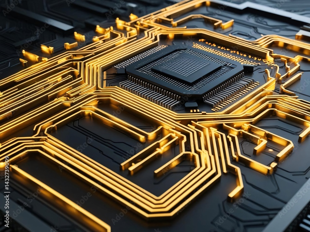 Aufkleber futuristic technology cpu data processing