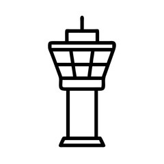 Obraz premium Airport Control Tower Icon in Minimalist Style on White Background 