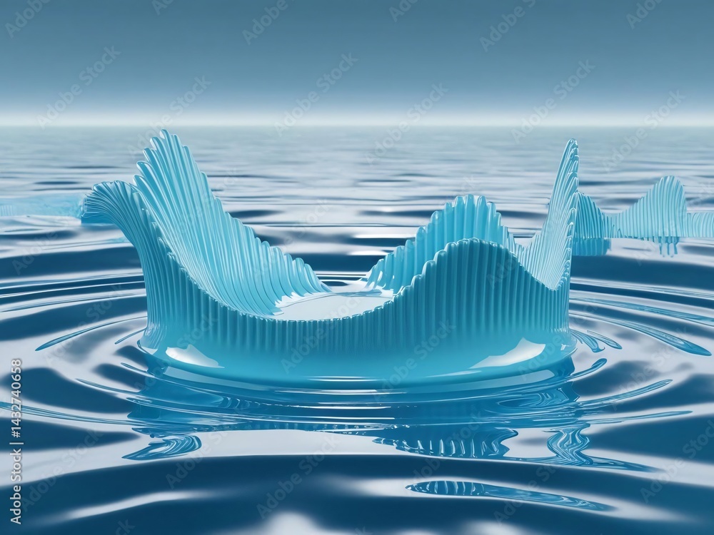Aufkleber water drop impact creating a crown shape with ripple effect