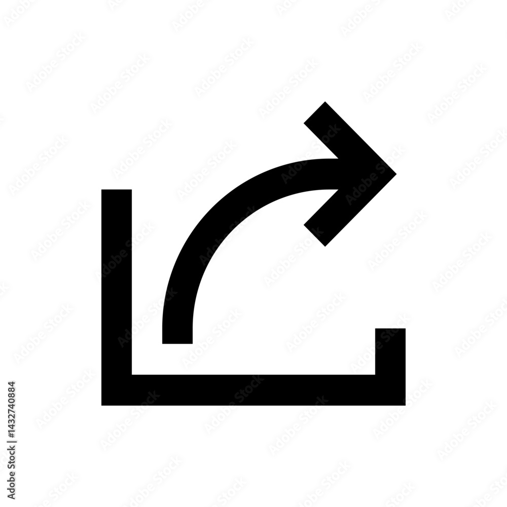 Poster black outline of a square with an arrow exiting the top right corner on a white isolated background