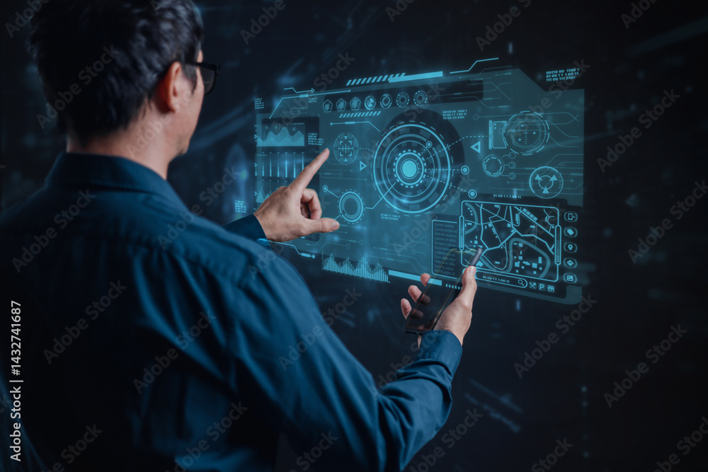 Poster ai symbolic, artificial intelligence of futuristic technology.transformation of ideas and the adopti