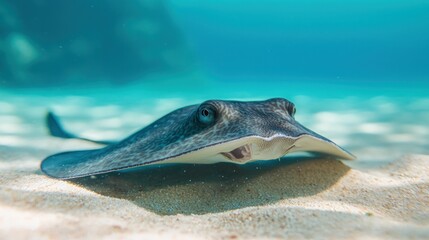 Obraz premium A baby stingray gliding over the sandy ocean floor