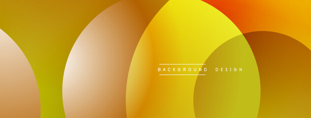 Abstract background features overlapping circles. Warm color palette includes yellow, orange, green hues. Minimalist design, modern aesthetic.