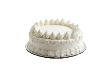 Transparent background white cake with whipped cream decoration