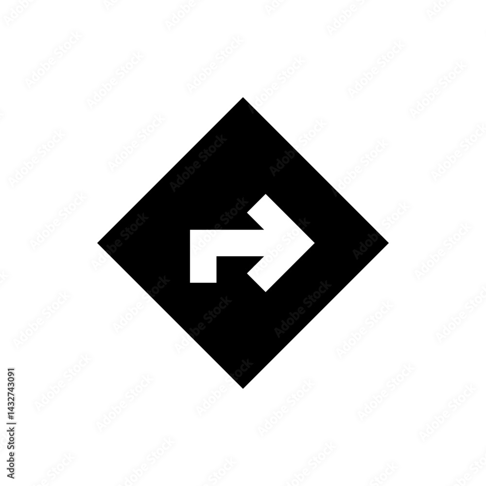 Aufkleber black diamond shape containing a white arrow pointing to the right direction in a simple design