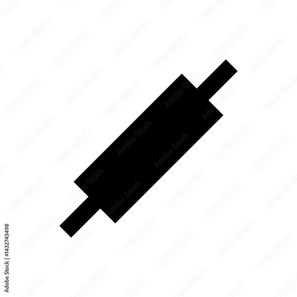 Poster isolated black resistor component with leads at an angle on a white background in simple vector art