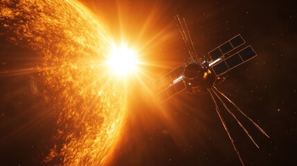 Spacecraft orbiting a blazing hot planet