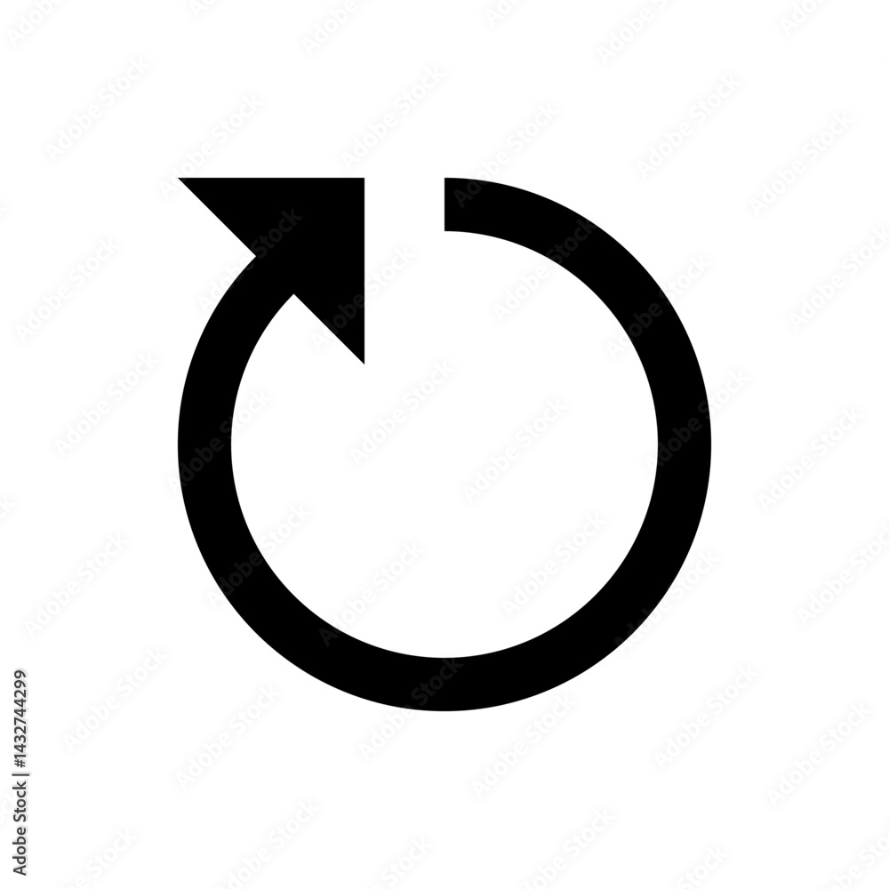 Poster black circular arrow pointing upwards and to the left indicating a refresh or reload action symbol