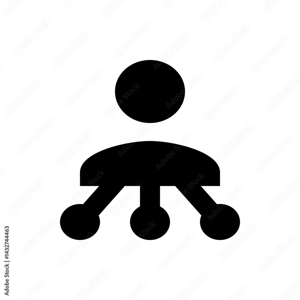 Poster black silhouette of a person icon with three connections extending outward representing network stru