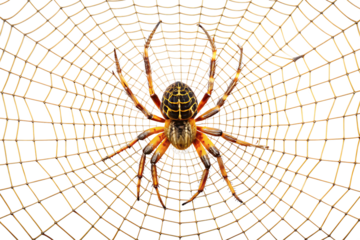 spider web with spider isolated on white background PNG. GENERATIVE AI