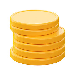 Stack of Shiny Yellow Coins Isolated on Transparent Background 3D Render
