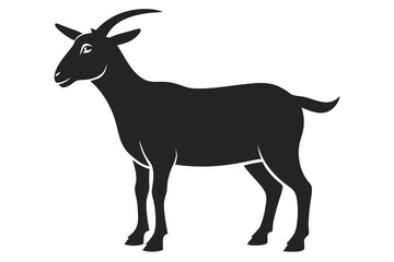 goat silhouette isolated on white.