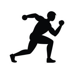 Black Silhouette Man Dumbbell Lunge Exercise Icon