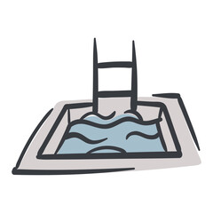 Pool. Vector illustration for sticker, icon, print. Simple Hand Drawn Image Isolated on White Background